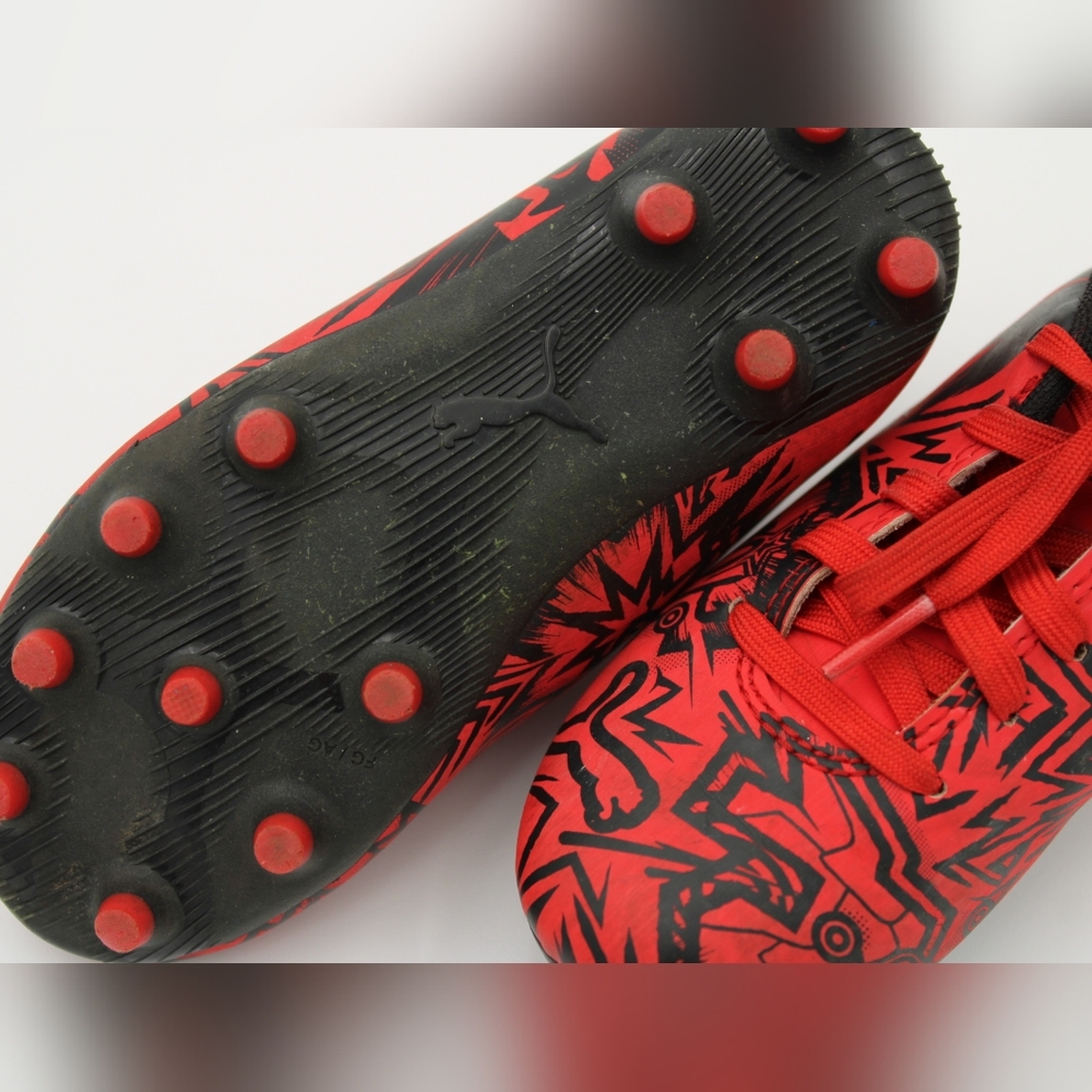 Little Girls Soccer Cleats Red/Black 11 - Picture 4 of 10